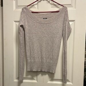 American Eagle Outfitters Light Gray Off-the-Shoulder Sweater